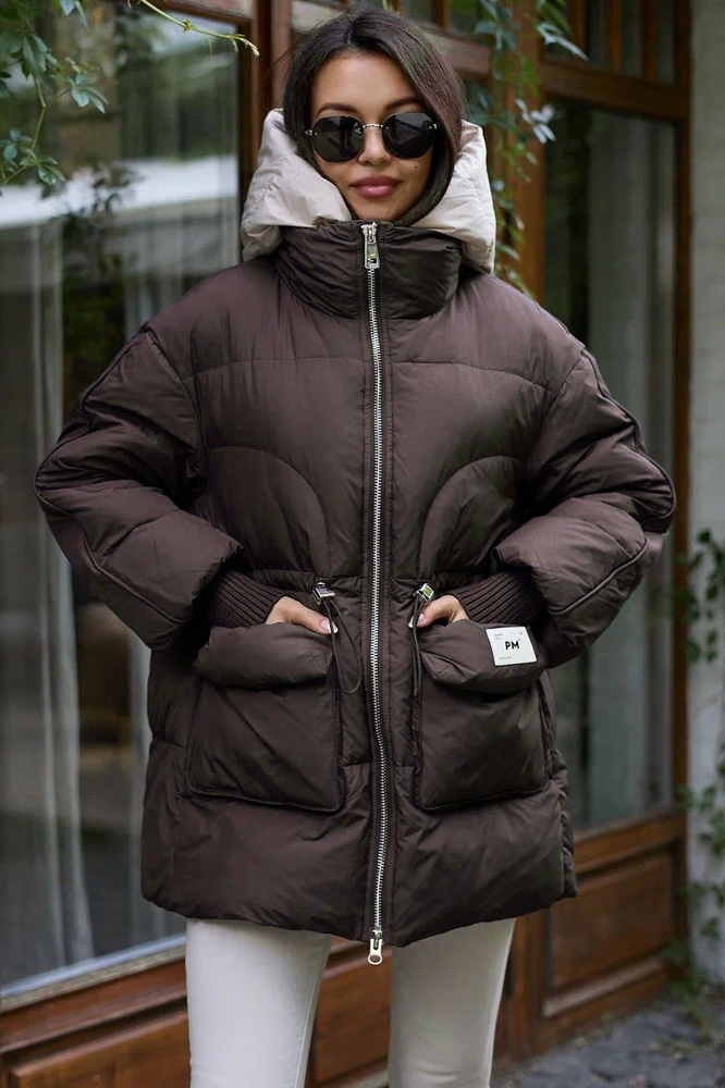 Короткий пуховик Pang Million с песцом