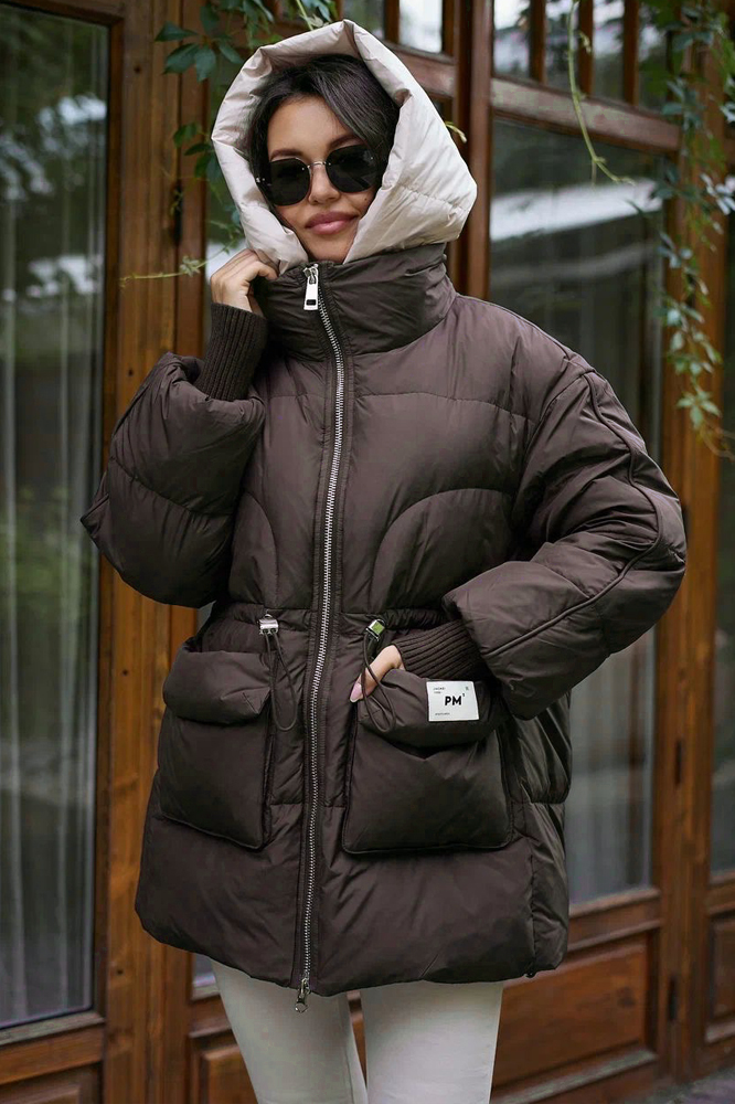 Короткий пуховик Pang Million с песцом