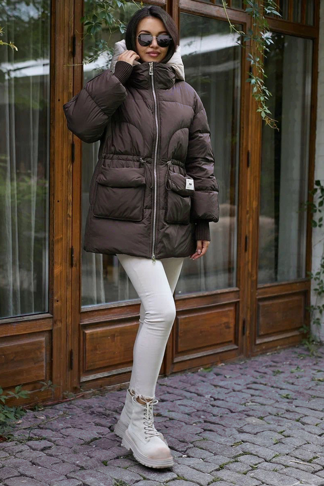 Короткий пуховик Pang Million с песцом