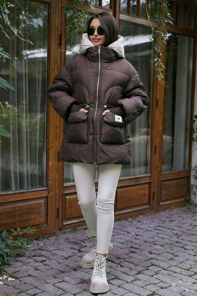 Короткий пуховик Pang Million с песцом