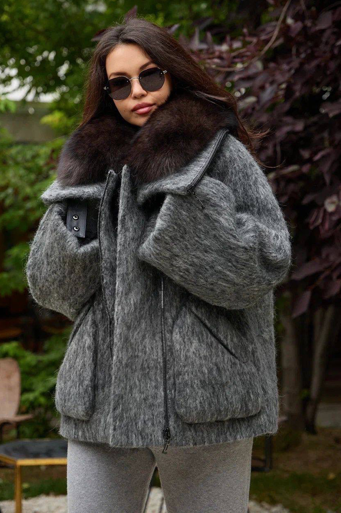 Пуховик оверсайз Enva Rross с мехом песца