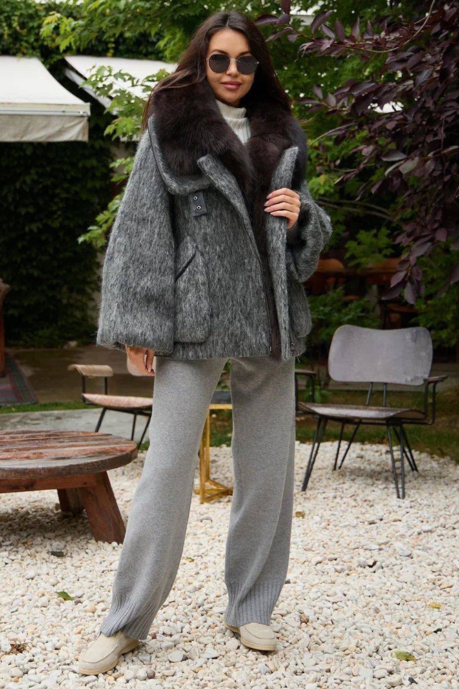 Пуховик оверсайз Enva Rross с мехом песца