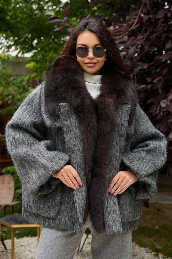 Пуховик оверсайз Enva Rross с мехом песца