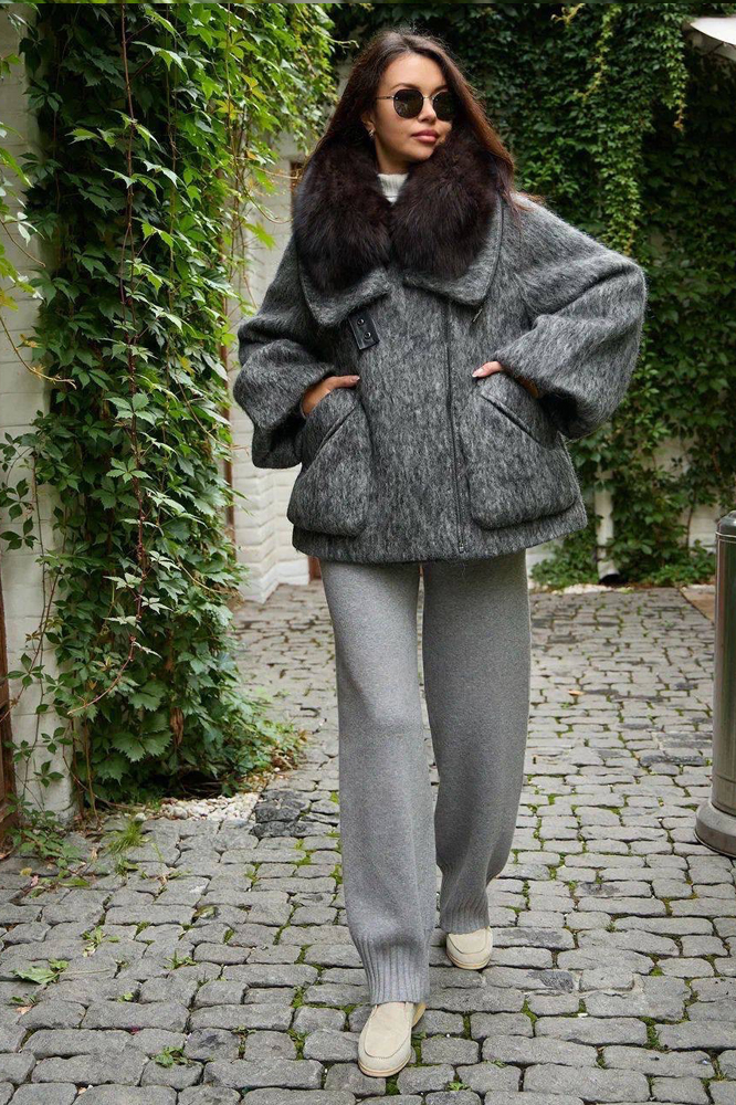 Пуховик оверсайз Enva Rross с мехом песца