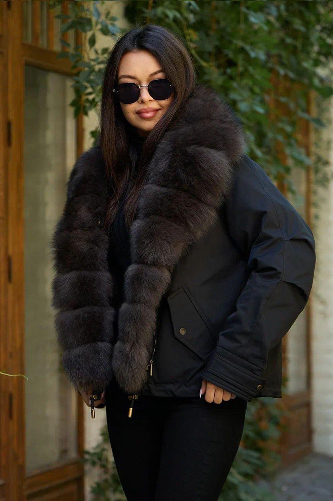 Пуховик Btn Button с мехом вдоль молнии