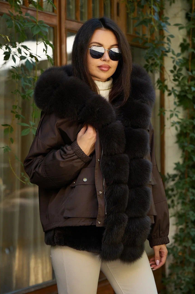 Коричневый пуховик 2025-2026 Vivilona