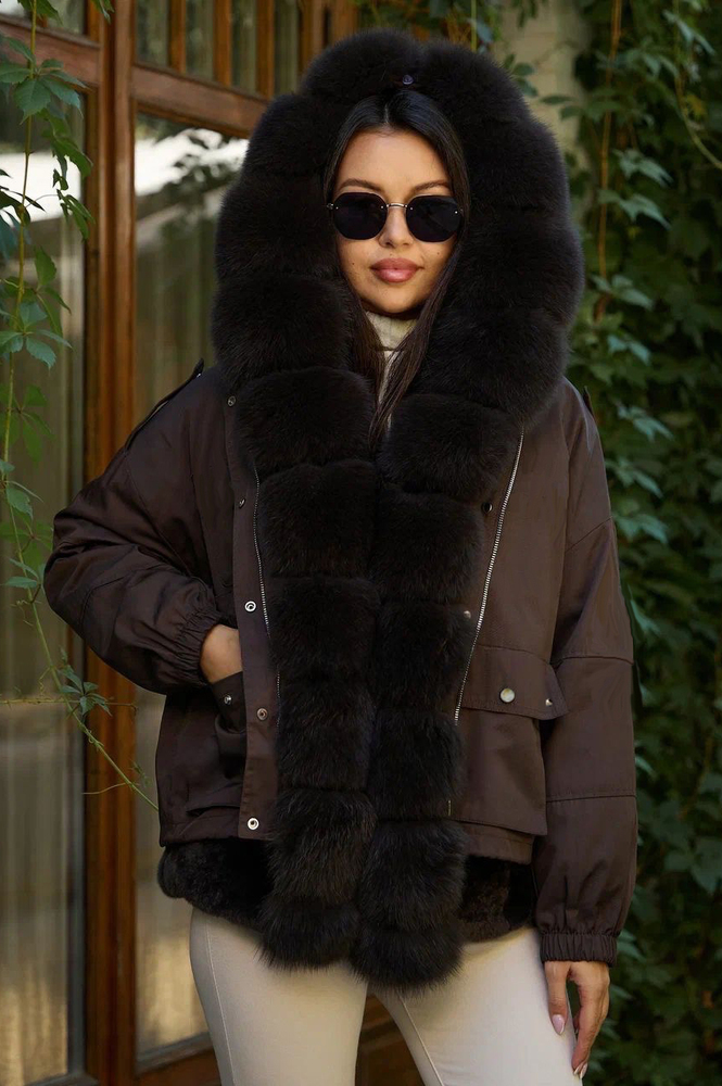Коричневый пуховик 2025-2026 Vivilona