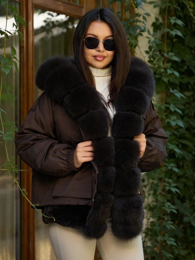 Коричневый пуховик 2025-2026 Vivilona