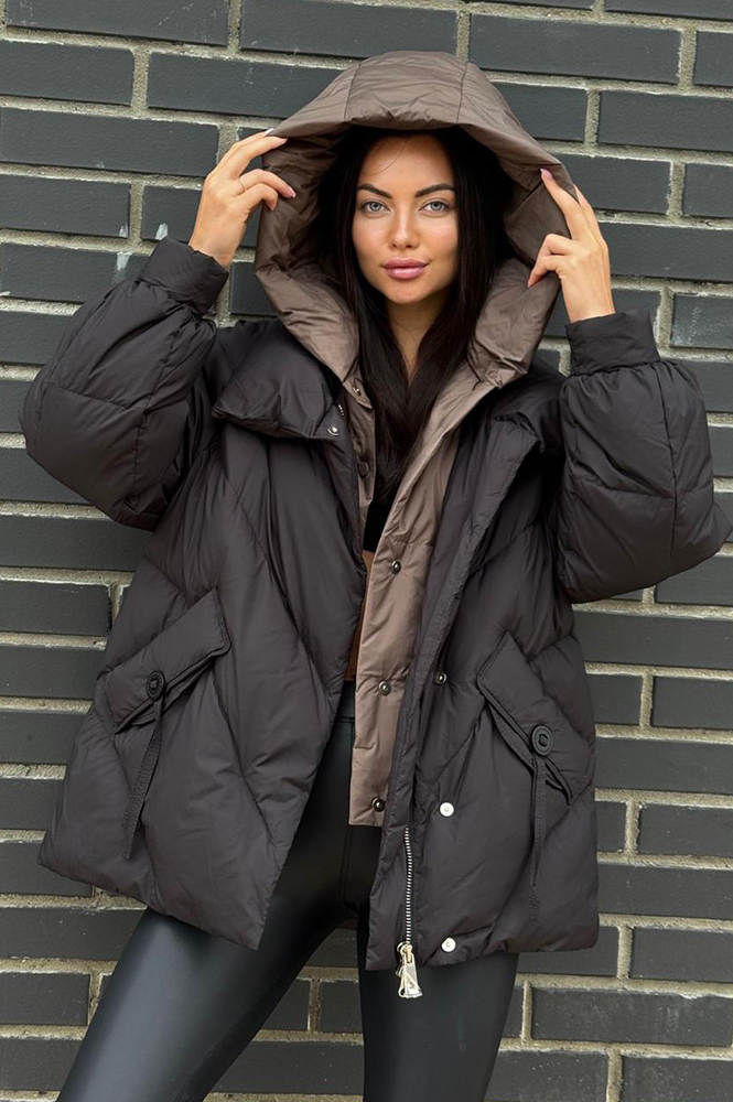 Зимний пуховик свободного кроя 2025