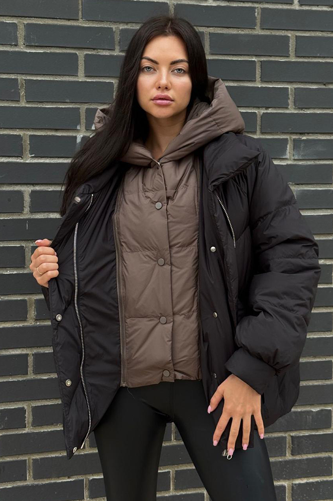 Зимний пуховик свободного кроя 2025