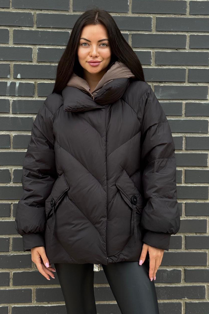 Зимний пуховик свободного кроя 2025