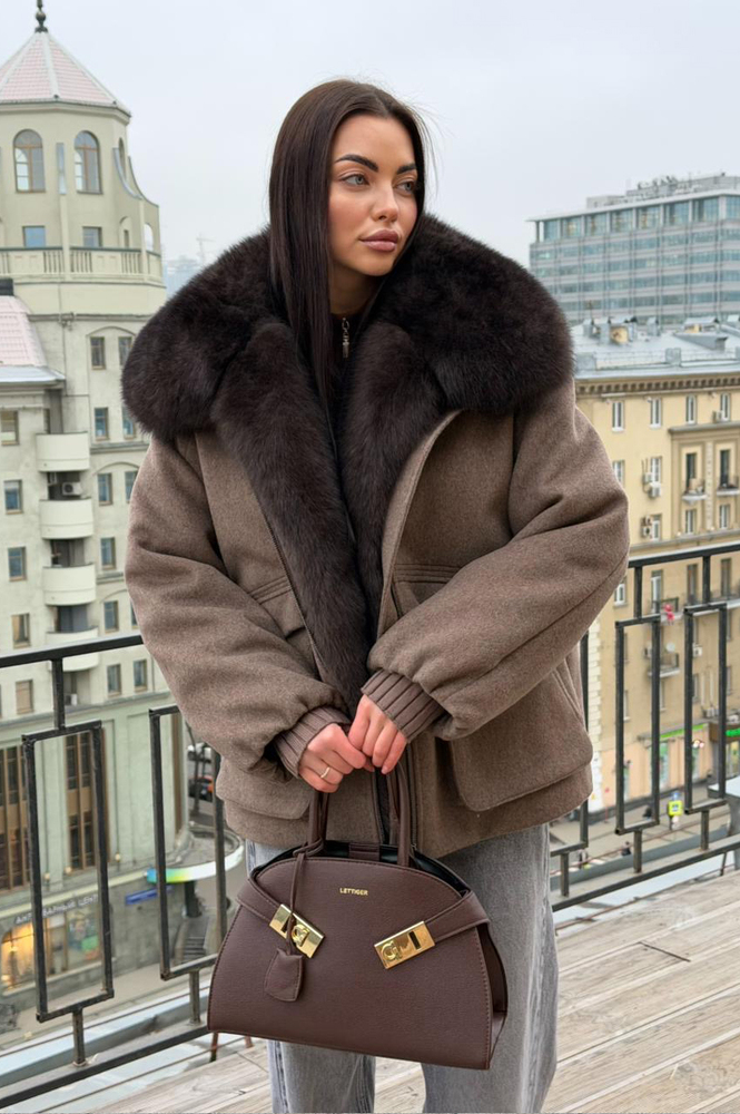 Стильный пуховик Tannossto кофейный