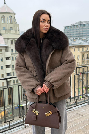 Стильный пуховик Tannossto кофейный