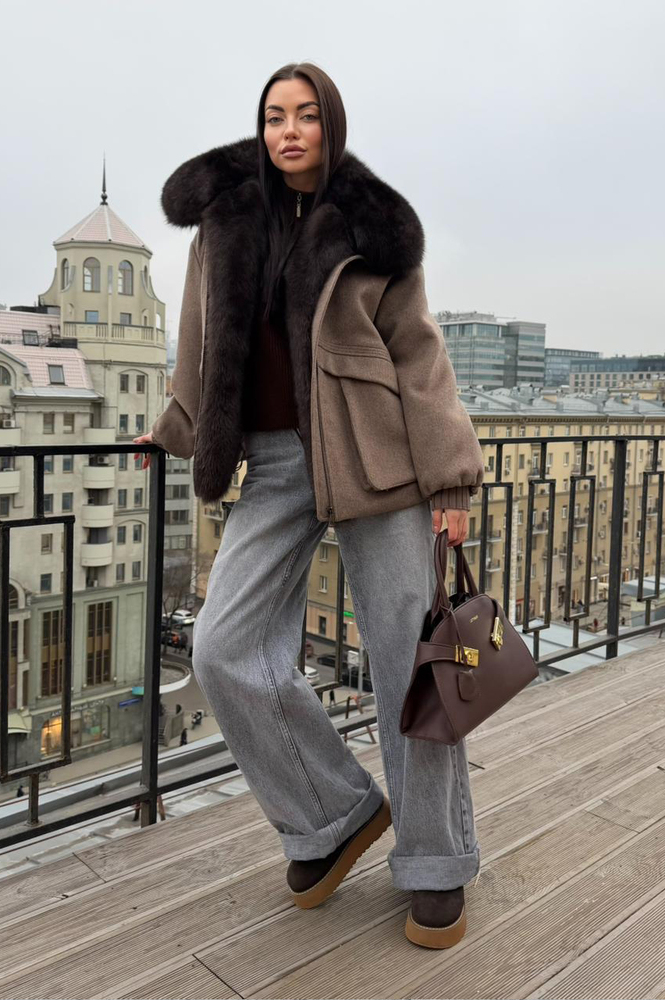 Стильный пуховик Tannossto кофейный