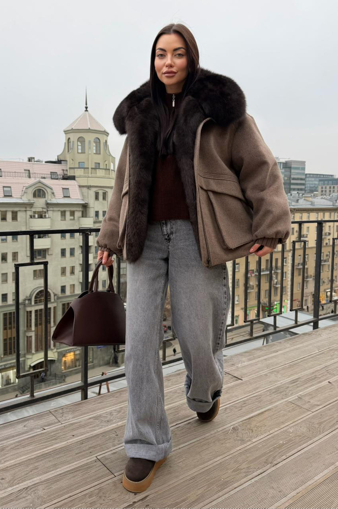 Стильный пуховик Tannossto кофейный