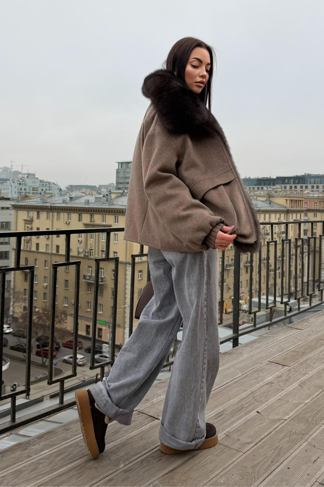 Стильный пуховик Tannossto кофейный