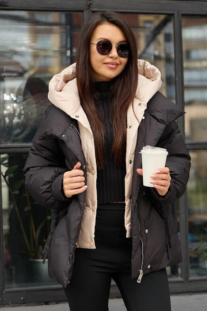 Зимний пуховик женский в черном цвете