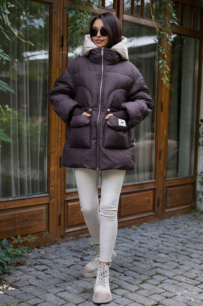 Пуховик оверсайз длинный женский зима 2025