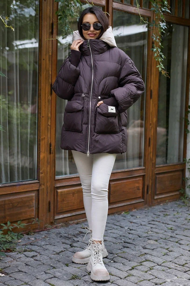 Пуховик оверсайз длинный женский зима 2025