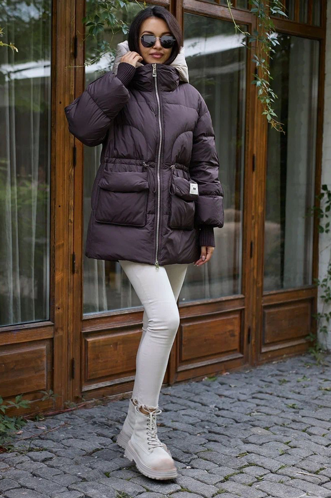 Пуховик оверсайз длинный женский зима 2025