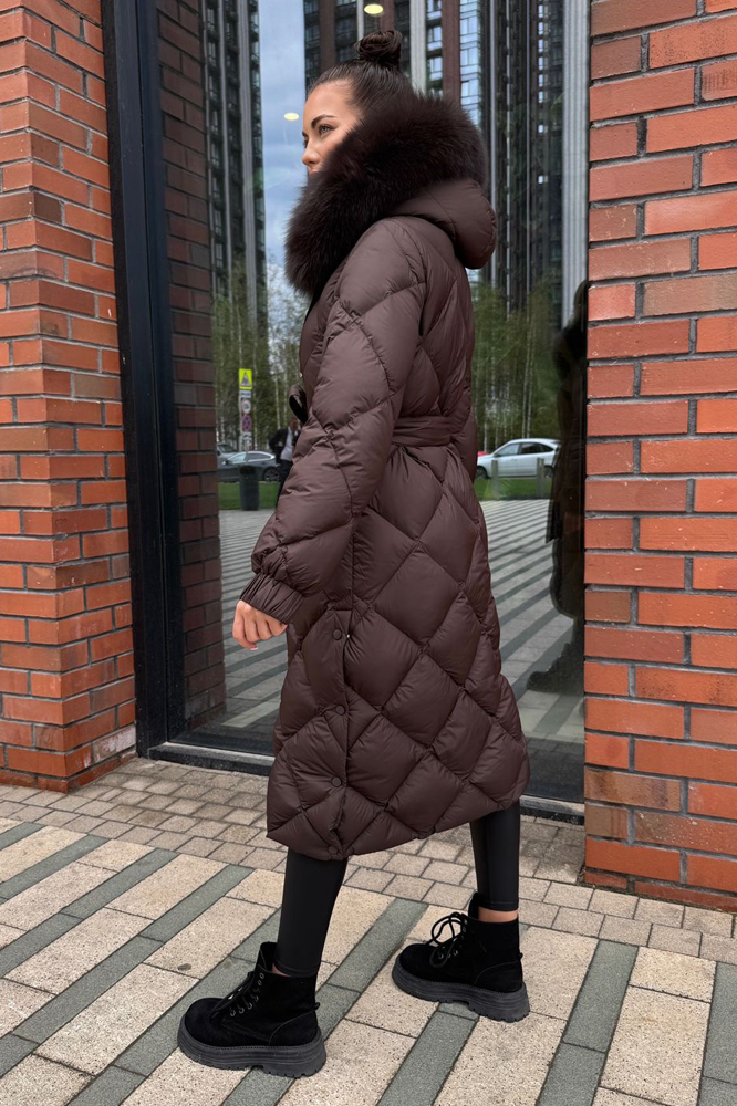 Женский пуховик Vivilona длинный коричневый