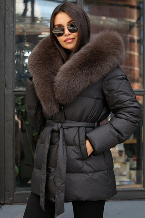 Пуховик классический женский зима 2025 черный