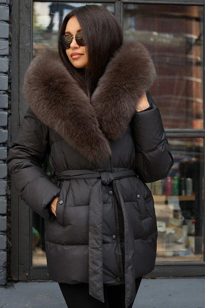 Пуховик классический женский зима 2025 черный