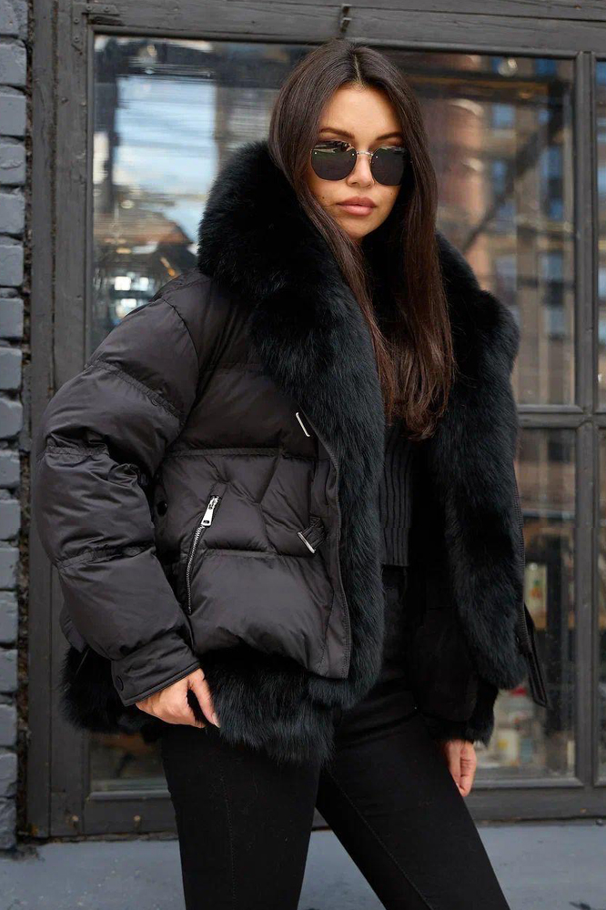 Черный пуховик на зиму 2025 2026 с капюшоном