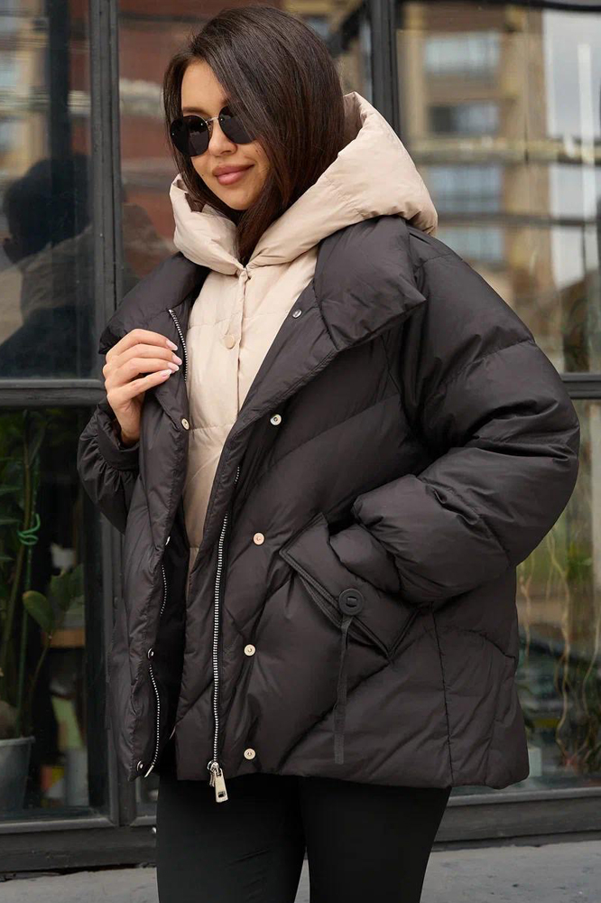 Зимний пуховик женский в черном цвете