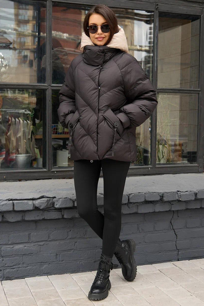 Зимний пуховик женский в черном цвете