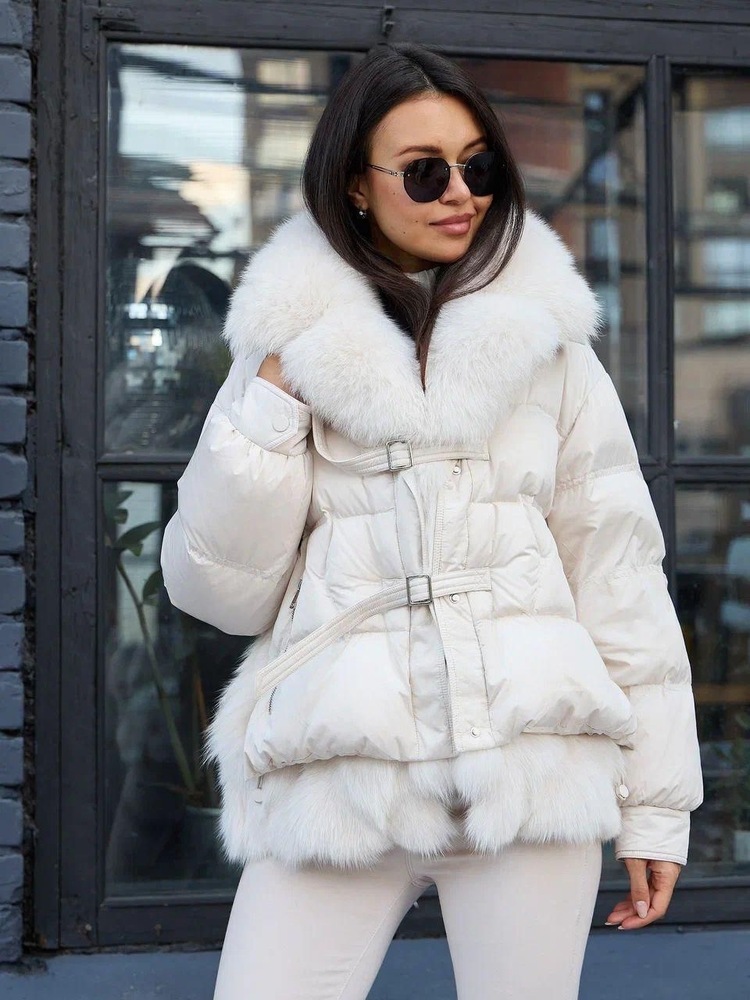 Теплый пуховик Vivilona с песцом